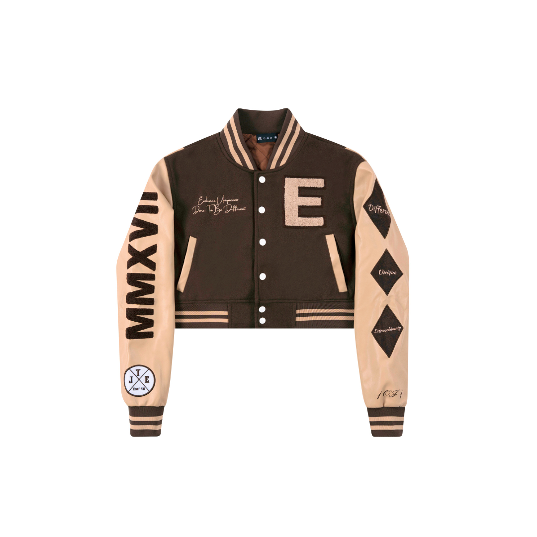 Three Pillar Varsity Cropped Jacket [Mocha Brown]