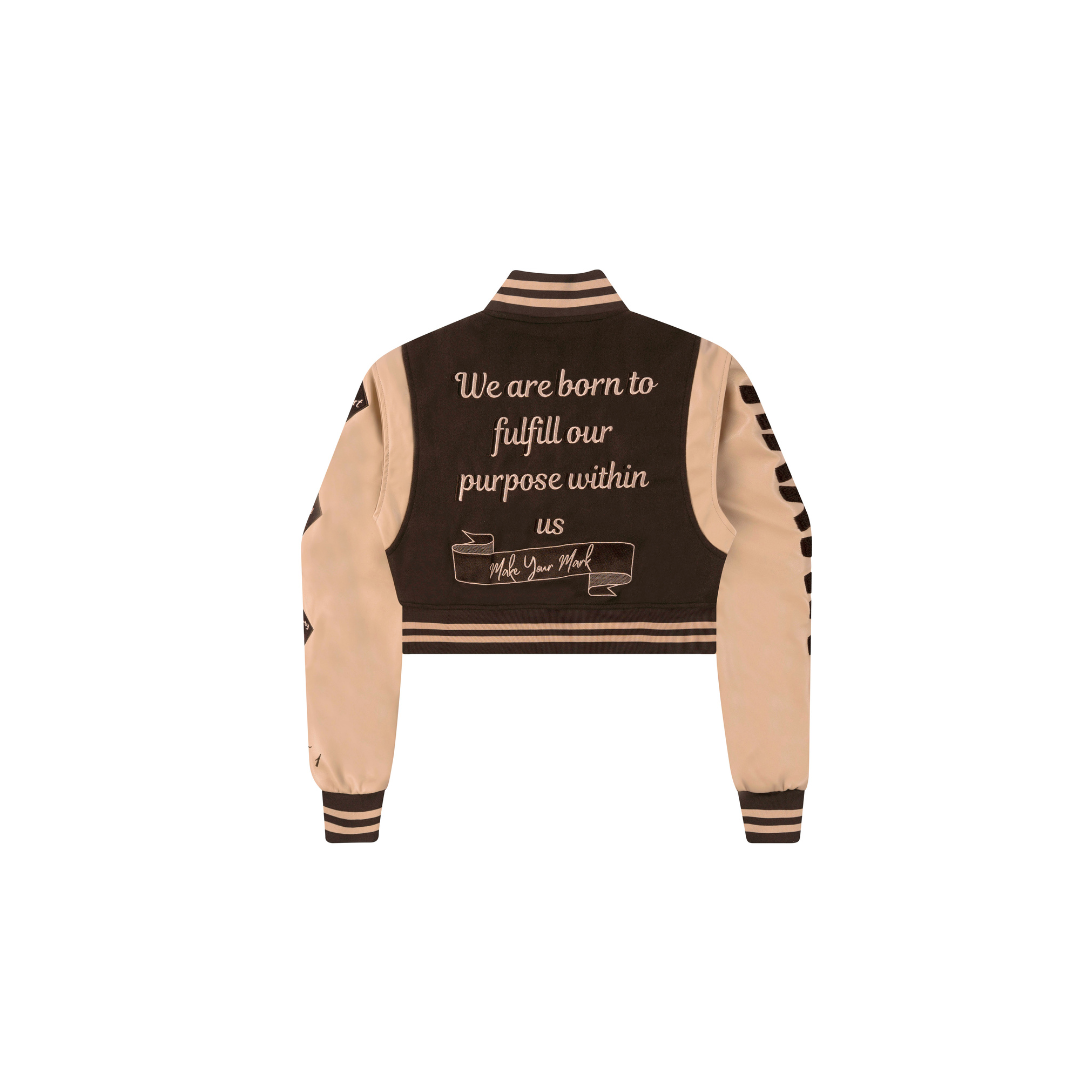 Three Pillar Varsity Cropped Jacket [Mocha Brown]